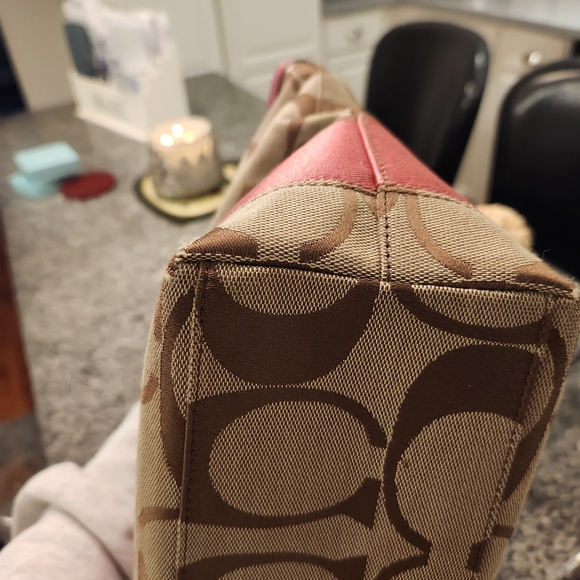 Coach Signature Brown and Pink Tote Bag - Picture 12 of 17